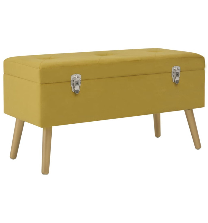 Banc avec compartiment de rangement 80cm Jaune moutarde Velours | Mobilier & Déco