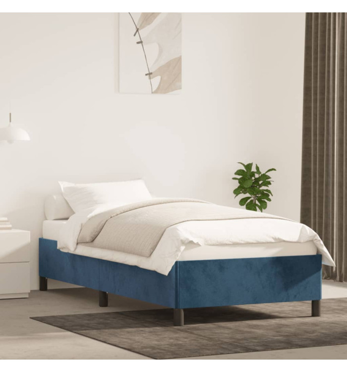 Cadre de lit sans matelas bleu foncé 80x200 cm velours | Mobilier & Déco