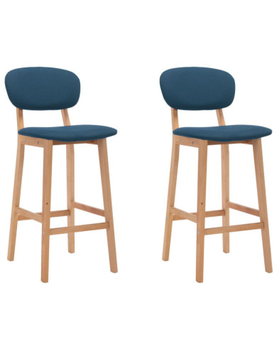 Tabourets de bar lot de 2 bleu tissu | Mobilier & Déco