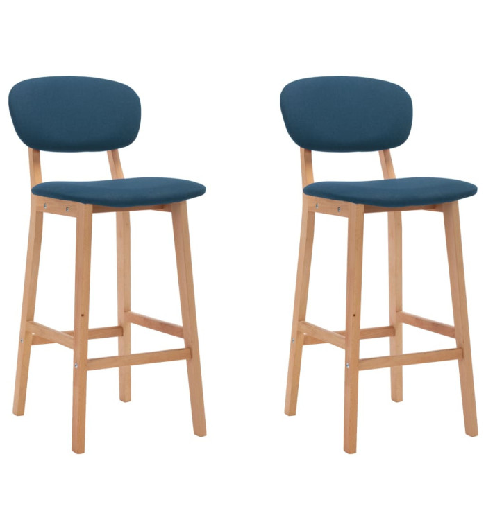 Tabourets de bar lot de 2 bleu tissu | Mobilier & Déco
