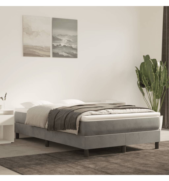 Cadre de lit sans matelas gris clair 120x200 cm velours | Mobilier & Déco