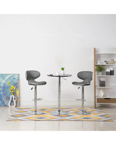 Tabourets de bar lot de 2 gris similicuir | Mobilier & Déco