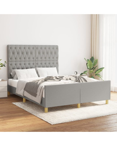 Cadre de lit sans matelas gris clair 140x200 cm tissu | Mobilier & Déco