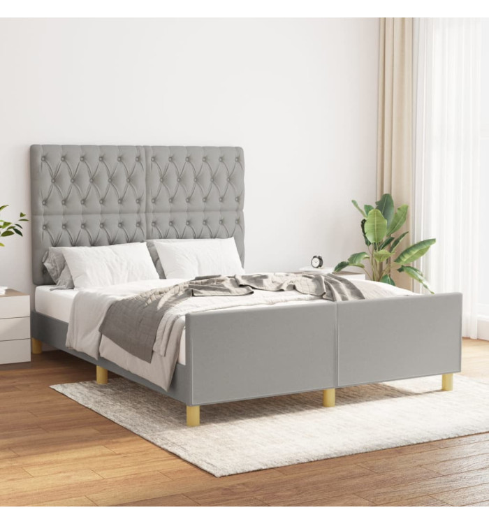 Cadre de lit sans matelas gris clair 140x200 cm tissu | Mobilier & Déco