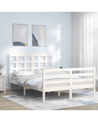 Cadre de lit sans matelas blanc 140x200 cm bois massif | Mobilier & Déco