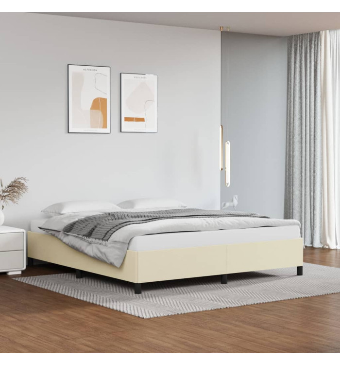 Cadre de lit sans matelas crème 180x200 cm similicuir | Mobilier & Déco