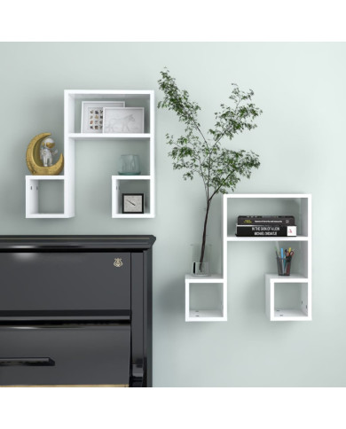 Étagères murales 2 pcs blanc 50x15x50 cm bois d'ingénierie | Mobilier & Déco