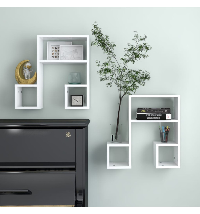 Étagères murales 2 pcs blanc 50x15x50 cm bois d'ingénierie | Mobilier & Déco