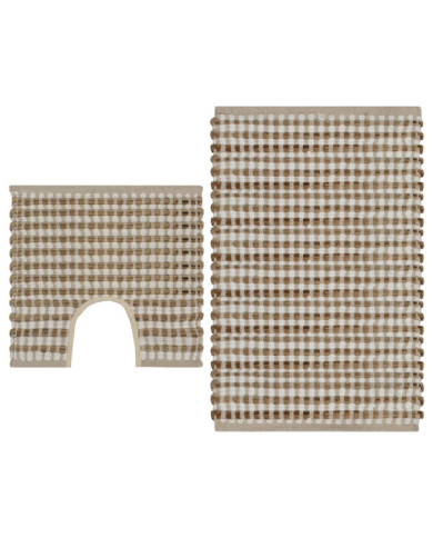 Tapis de salle de bain tissés à la main Naturel et blanc | Mobilier & Déco
