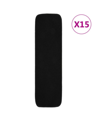 Tapis d'escalier antidérapants 15pcs 75x20cm Noir Rectangulaire | Mobilier & Déco