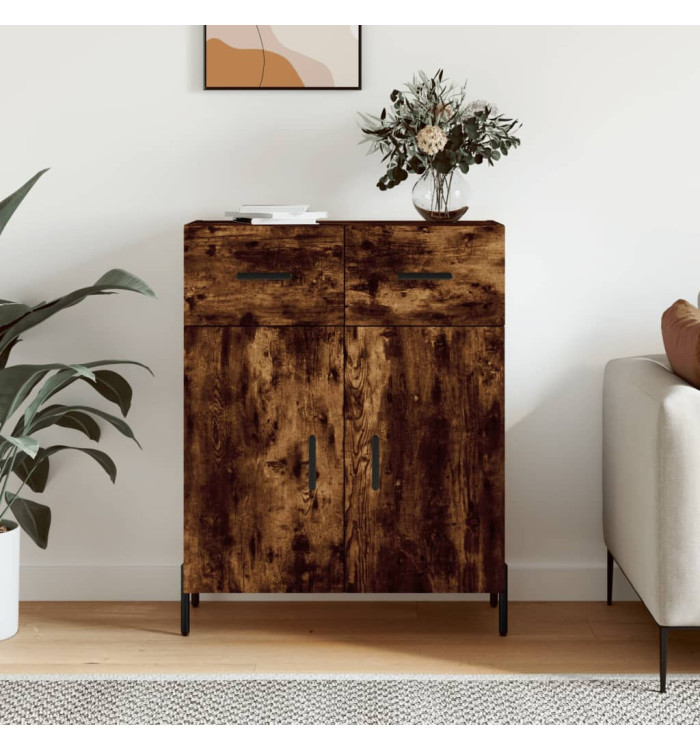 Buffet chêne fumé 69,5x34x90 cm bois d'ingénierie | Mobilier & Déco