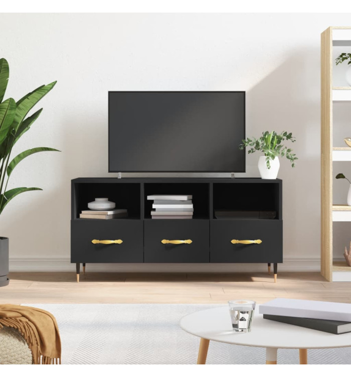Meuble TV noir 102x36x50 cm bois d'ingénierie | Mobilier & Déco