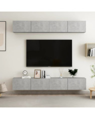 Meubles TV 4 pcs Gris béton 100x30x30 cm Bois d'ingénierie | Mobilier & Déco
