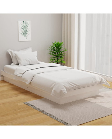 Cadre de lit sans matelas blanc bois massif 100x200 cm | Mobilier & Déco