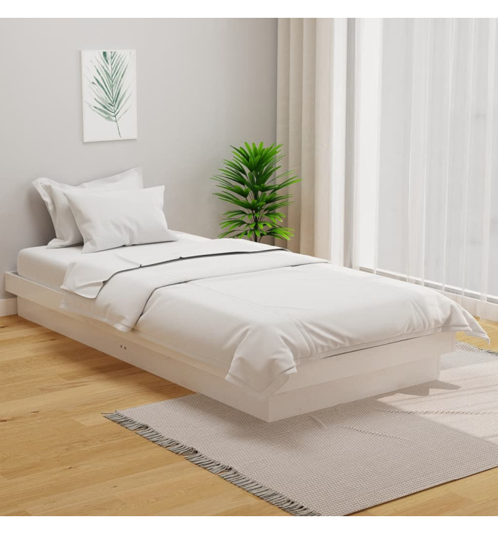 Cadre de lit sans matelas blanc bois massif 100x200 cm | Mobilier & Déco