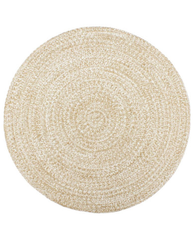 Tapis fait à la main Jute Blanc et marron 180 cm | Mobilier & Déco