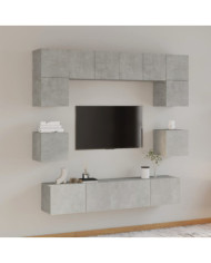 Ensemble de meubles TV 8 pcs Gris béton Bois d'ingénierie | Mobilier & Déco