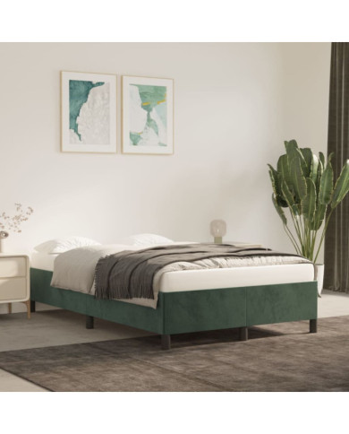 Cadre de lit sans matelas vert foncé 120x200 cm velours | Mobilier & Déco