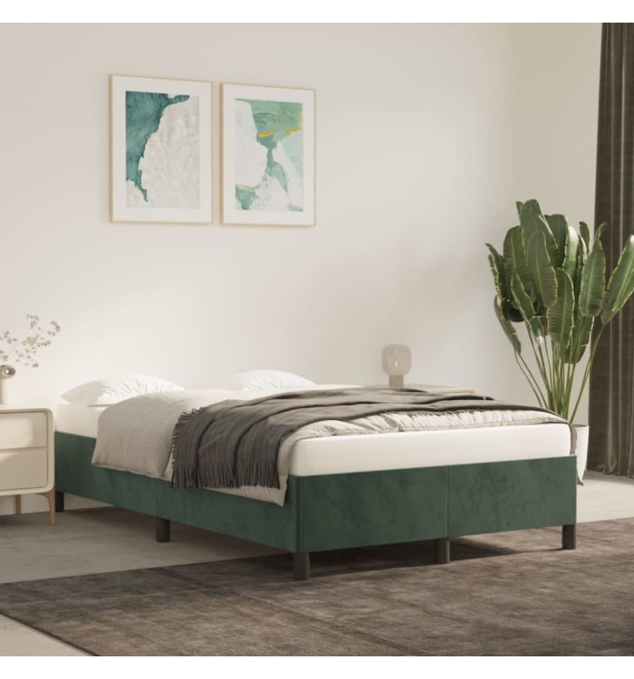 Cadre de lit sans matelas vert foncé 120x200 cm velours | Mobilier & Déco