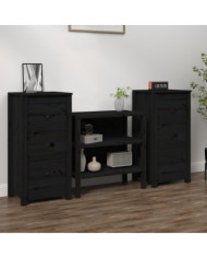 Buffets 2 pcs noir 40x35x80 cm bois massif de pin | Mobilier & Déco