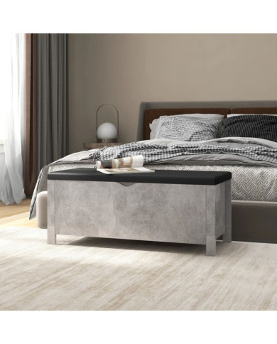 Boîte de rangement avec coussin Gris béton Bois d'ingénierie | Mobilier & Déco