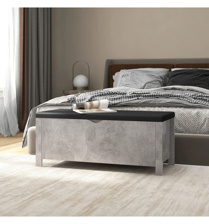 Boîte de rangement avec coussin Gris béton Bois d'ingénierie | Mobilier & Déco