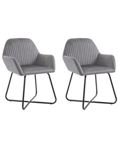 Chaises à manger lot de 2 gris velours | Mobilier & Déco