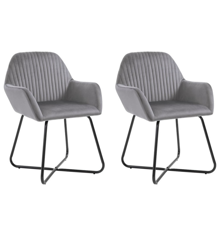 Chaises à manger lot de 2 gris velours | Mobilier & Déco