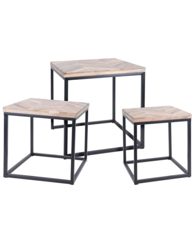 HetS Collection Ensemble de tables d'appoint 3 pcs Teck | Mobilier & Déco