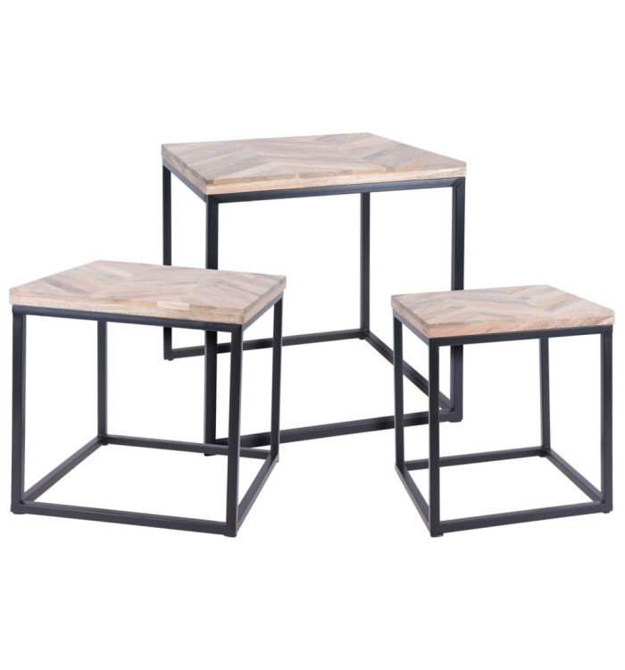 HetS Collection Ensemble de tables d'appoint 3 pcs Teck | Mobilier & Déco