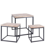 HetS Collection Ensemble de tables d'appoint 3 pcs Teck | Mobilier & Déco