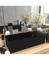 Lavabo de salle de bain avec trop-plein Céramique Noir mat | Mobilier & Déco