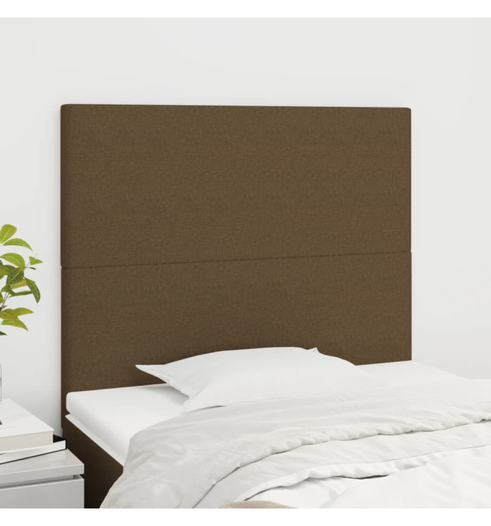 Têtes de lit 2 pcs Marron Foncé 100x5x78/88 cm Tissu | Mobilier & Déco