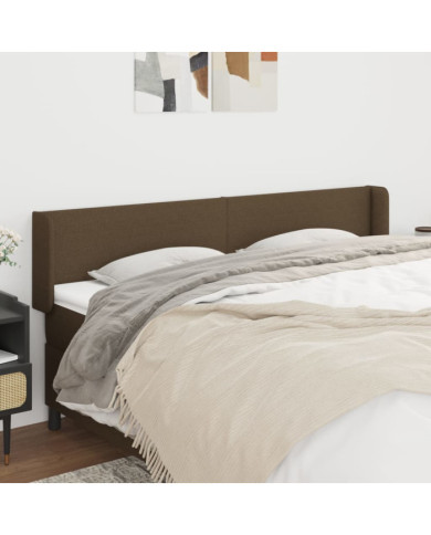 Tête de lit avec oreilles Marron Foncé 203x16x78/88 cm Tissu | Mobilier & Déco