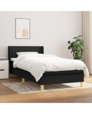 Sommier à lattes de lit avec matelas Noir 90x200 cm Tissu | Mobilier & Déco