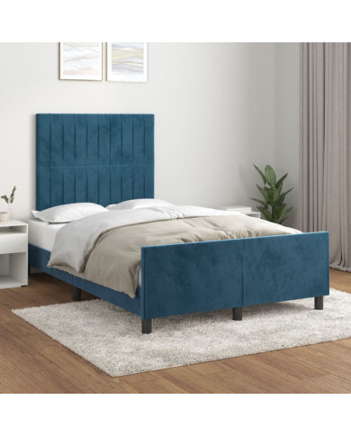Cadre de lit sans matelas bleu foncé 120x200 cm velours | Mobilier & Déco