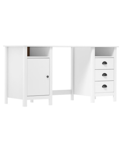 Bureau Hill Blanc 150x50x74 cm Bois de pin solide | Mobilier & Déco