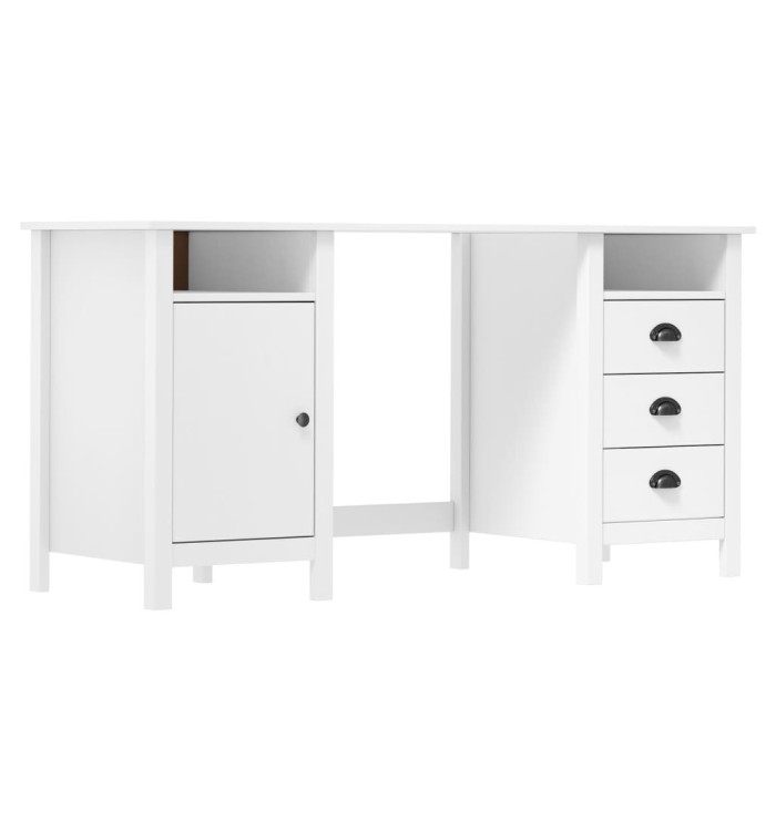 Bureau Hill Blanc 150x50x74 cm Bois de pin solide | Mobilier & Déco
