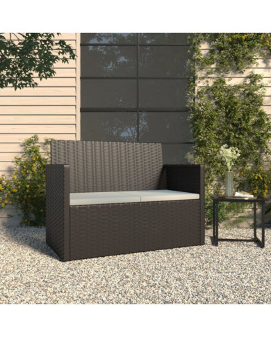Banc de jardin avec coussins Noir 105 cm Résine tressée | Mobilier & Déco