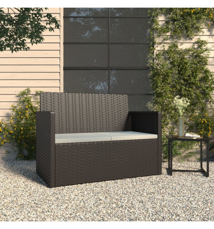 Banc de jardin avec coussins Noir 105 cm Résine tressée | Mobilier & Déco