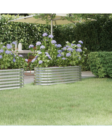 Lit surélevé de jardin Acier enduit de poudre Argenté | Mobilier & Déco