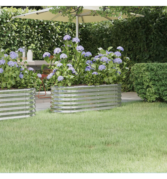Lit surélevé de jardin Acier enduit de poudre Argenté | Mobilier & Déco