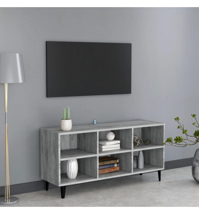 Meuble TV avec pieds en métal Sonoma gris 103,5x30x50 cm | Mobilier & Déco