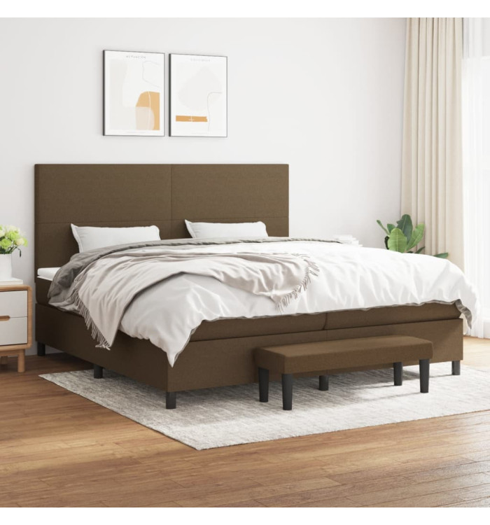 Sommier à lattes de lit avec matelas Marron foncé 200x200 cm | Mobilier & Déco