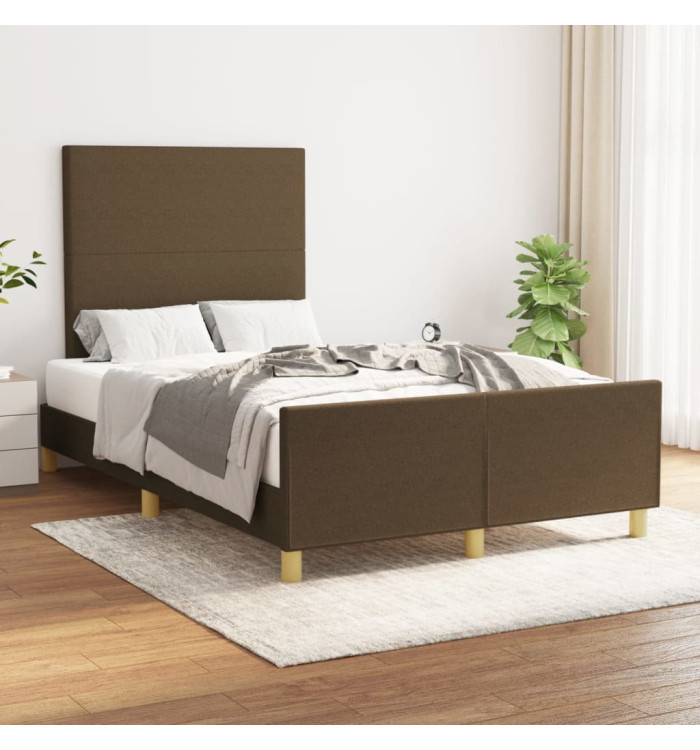 Cadre de lit sans matelas marron foncé 120x200 cm tissu | Mobilier & Déco