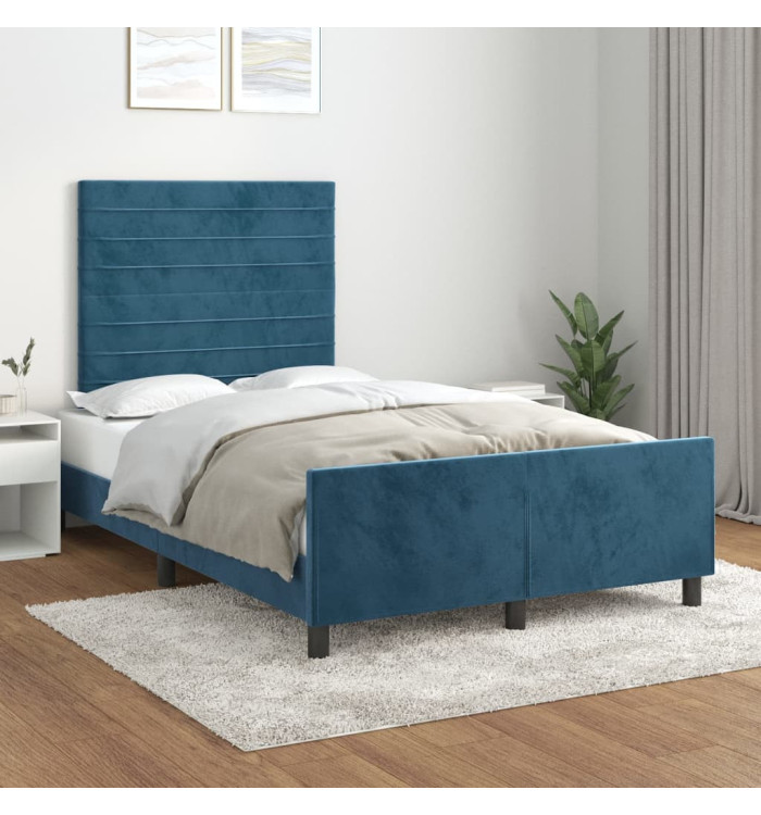 Cadre de lit sans matelas bleu foncé 120x200 cm velours | Mobilier & Déco