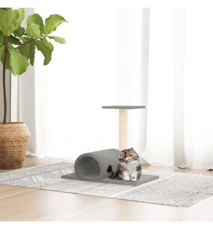 Arbre à chat avec tunnel Gris clair 60x34,5x50 cm | Mobilier & Déco