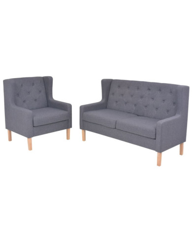 Ensemble de canapés 2 pcs tissu gris | Mobilier & Déco