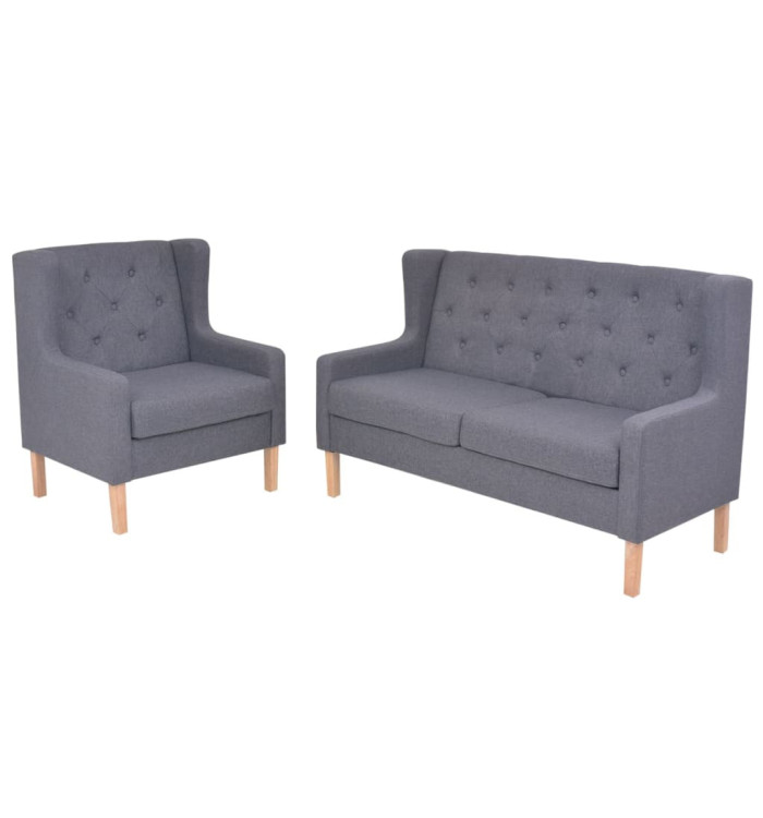 Ensemble de canapés 2 pcs tissu gris | Mobilier & Déco