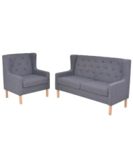 Ensemble de canapés 2 pcs tissu gris | Mobilier & Déco